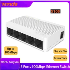 Tenda S105 5 Port Ethernet Switch 10/100Mbps Desktop Network Hub Plug Play
