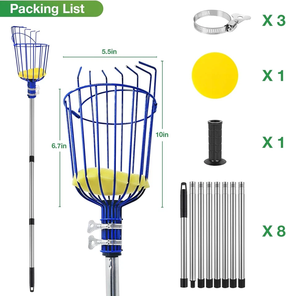 Poste recolector de frutas con cesta herramienta telescópica extensión varilla de recolección de frutas Foto 2 de 4