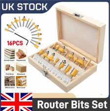 16Pcs 1/4" Tungsten Carbide Tipped TCT Router Bits Shank Wood Sealed Bearing Kit