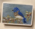 ACEO ORIGINAL “Winter Blue Bird”Oil Pastel, on watercolor paper, Unframed — photo 2