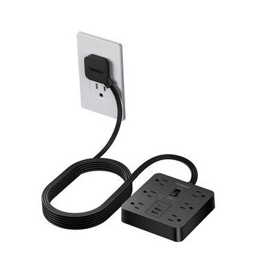 Ultra Thin Flat Plug Power Strip with Multi Outlet 3 USB Port 5FT Extension Cord