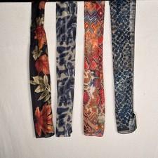 Vintage Fashion Scarves Multicolored Patterns Polyester Blends Lot Of 4