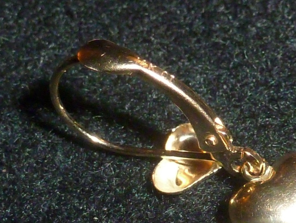 14K SOLID YELLOW GOLD HEART DANGLE LEVERBACK EARR… - image 5