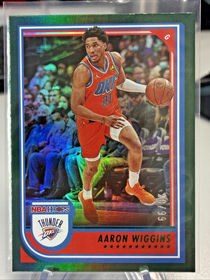 Aaron Wiggins numbered /99 Green Holo Hoops Oklahoma City Thunder #206
