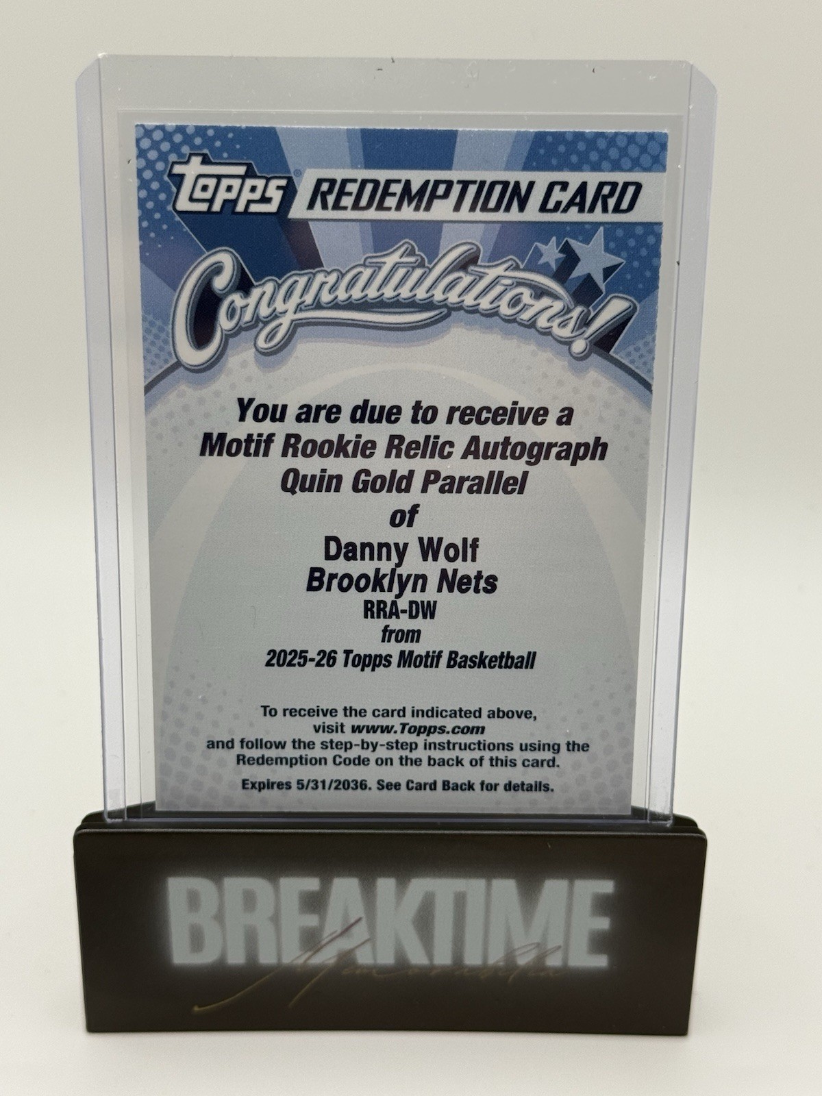 Danny Wolf 2025-26 Topps Motif Rookie Relic Auto Quinn Gold Parallel RC