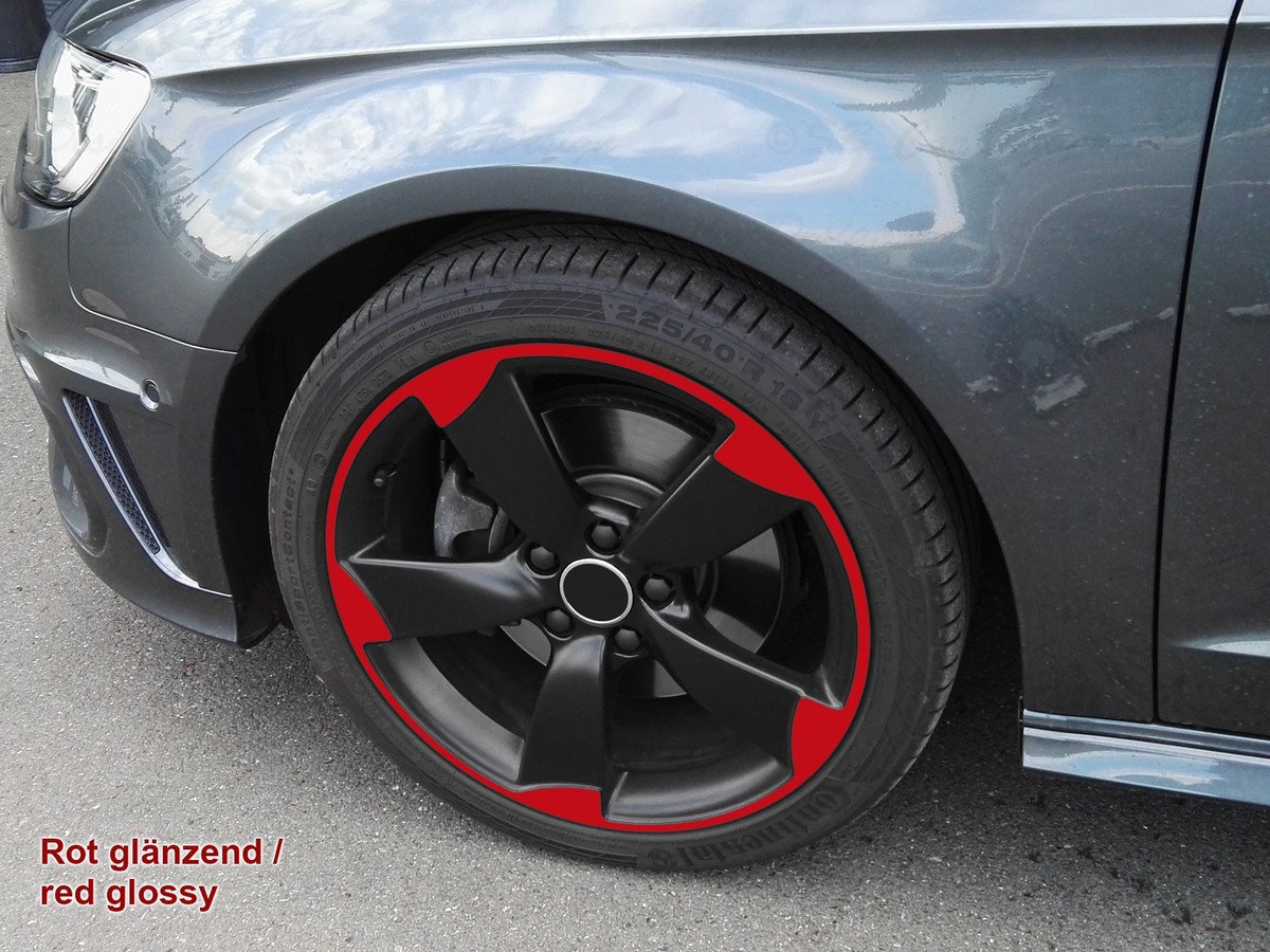 Rim Sticker Decals For VW Audi 8V RS3 5-Arm Rotor Wheels - Fits 8-8.5x19 Inch Rims 9 thumbnail image