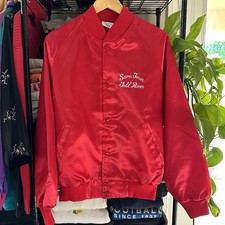 Vintage 90s Red And Gold Laughlin NV Casino Bomber Jacket Made In USA Size M