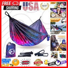 Portable Hammock for Two - Easy Setup with Tree-Friendly Ropes and Carabiners