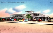 Clearwater Beach Florida Clearwater Marina Vintage Automobiles Postcard    30086