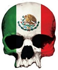 Pegatina Amenaza Letal Calavera Bandera Mexicana 8 x 6,5 cm Colorido