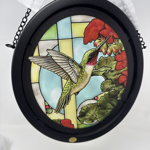 Wilde Flügel Buntglas Kolibri oval gerahmt Sonnenfänger Kette hängend - Bild 4 von 9