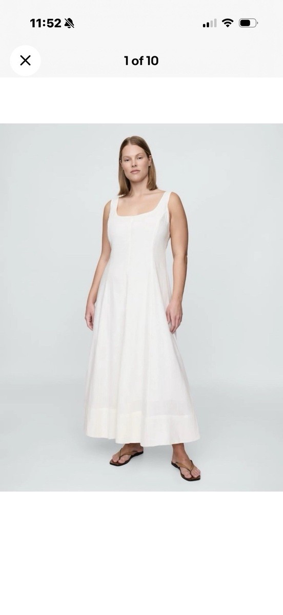 gap white maxi dress Women's Eyelet Drop-Waist Maxi Dress by Gap Fresh White Size L