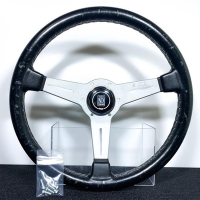 NARDI Classic 360mm Lederlenkrad Silber Speichen Neu Hupenknopf JDM