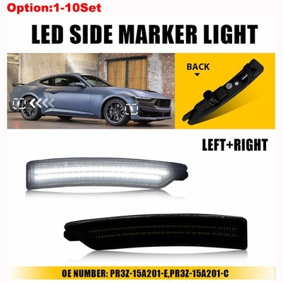 Smoked White Front/Rear Car Clearance Side Marker Light for Ford Mustang 2024-25