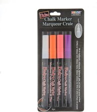 Uchida 482-4H, 4 Piece Bistro Fine Line Chalk Marker Set Fluorescent Colors