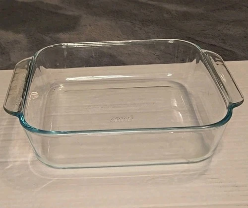 Vintage PYREX 222 8x8 Square Clear Glass Baking Dish Cake Pan Made in USA EUC