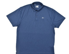 Under Armour Heatgear Polo Shirt Mens XL Blue Textured Loose Fit Golf Short Slee