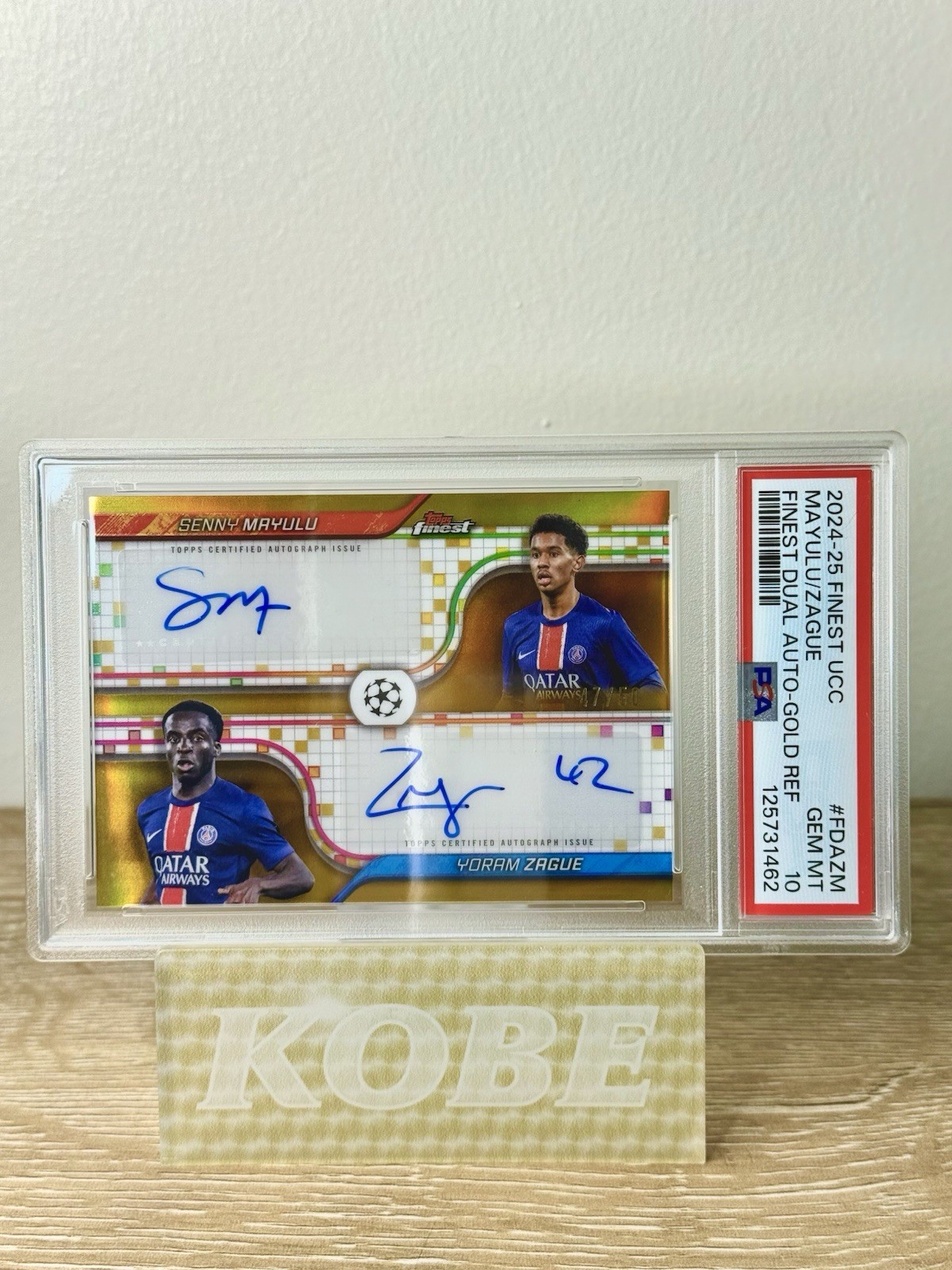 2024-25 Topps Finest UEFA Yoram Zague/Senny Mayulu Dual Auto Gold /50 RC PSA 10 view 1