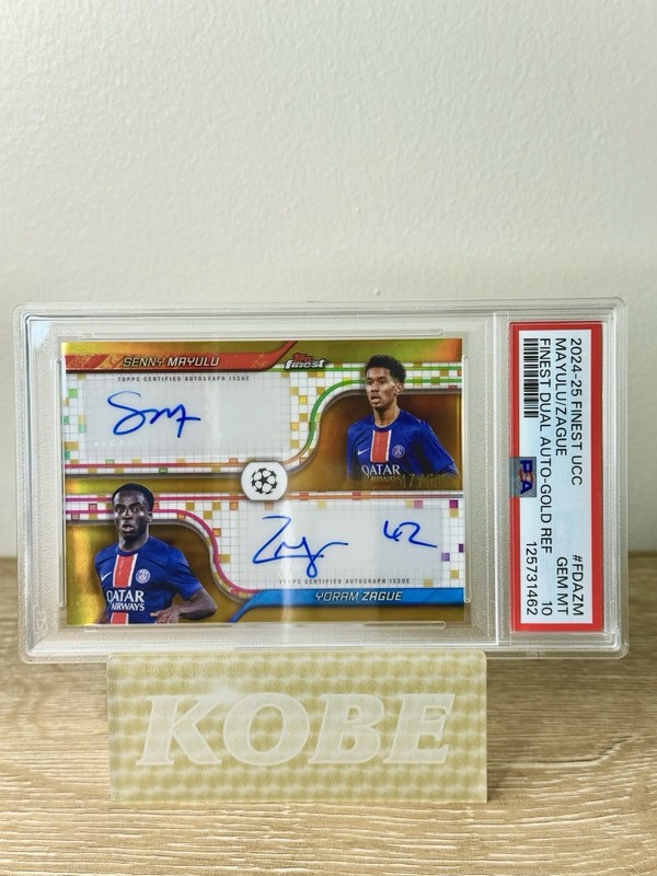 2024-25 Topps Finest UEFA Yoram Zague/Senny Mayulu Dual Auto Gold /50 RC PSA 10