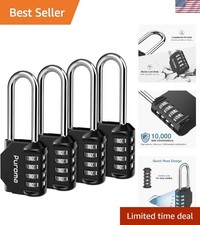 4 Pack Combination Lock 4 Digit 2.6 Inch Padlock Gate Shed Black  For Outdoo...