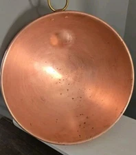 Williams Sonoma France Copper Mixing Whisking Bowl Round Bottom Ring 12.5" XL