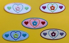 12 pc Lot Cute Daisy-Heart Oval Embroidered Patch Badge Iron On Sew on DIY