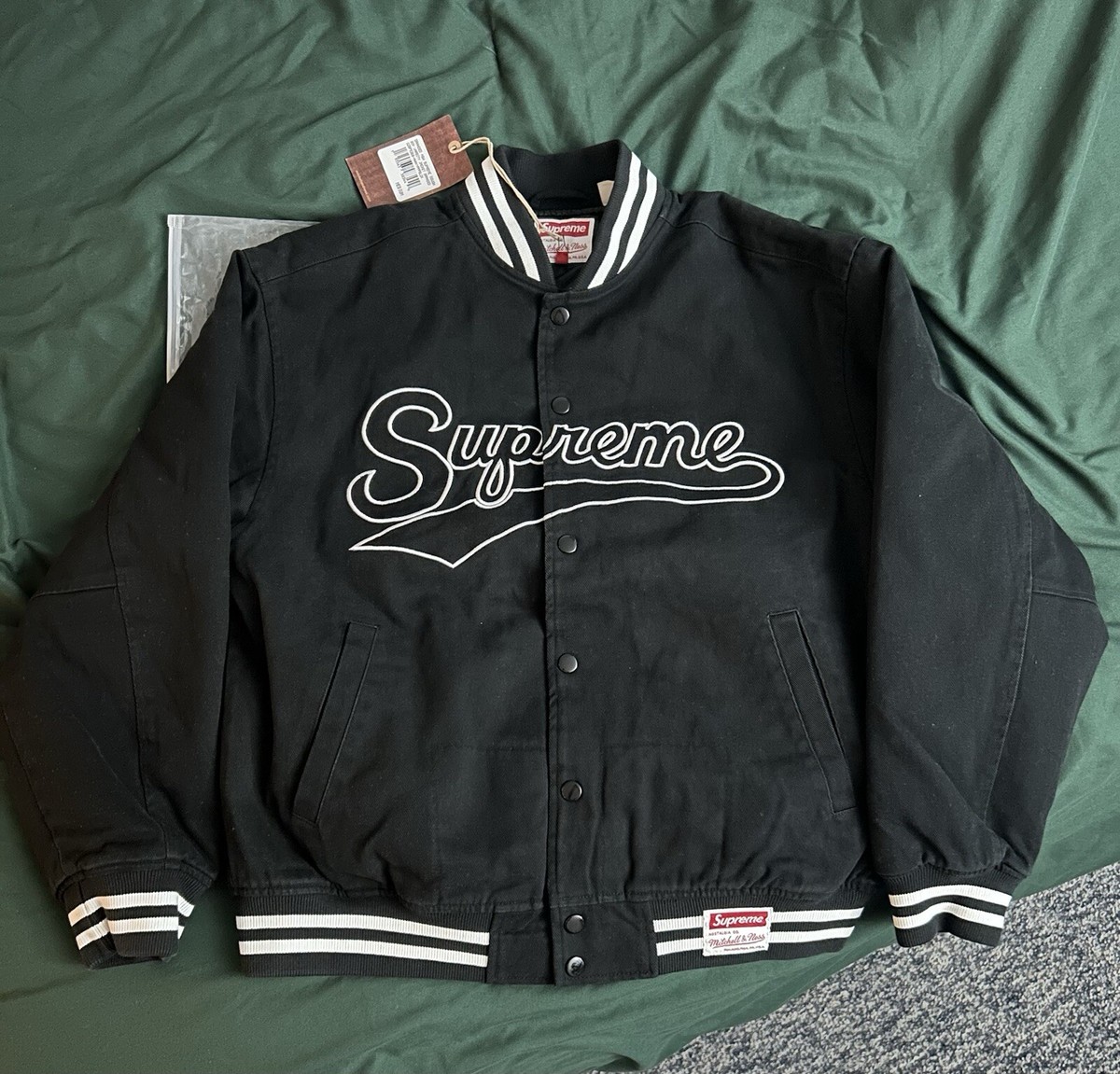 Supreme Mitchell & Ness Doughboy Twill Varsity Jacket Black Supreme Mitchell & Ness Doughboy Twill Varsity Jacket Black