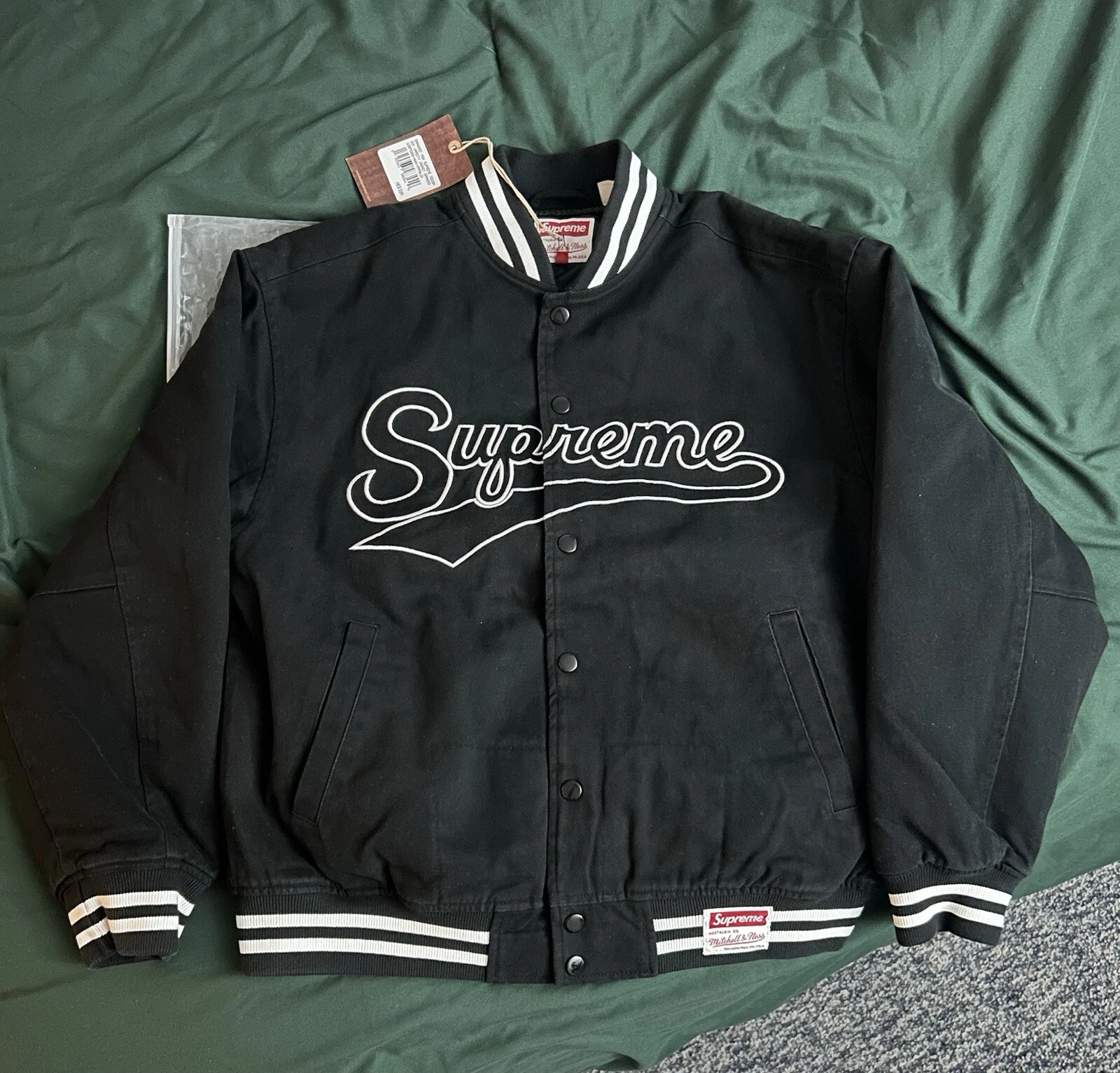 Veste universitaire Supreme Mitchell & Ness Doughboy Twill noir taille moyenne FW22