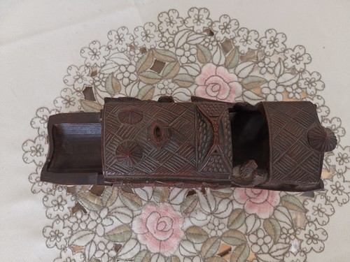 Antique China Chinese hand carved wood wooden bamboo river boat junk, late 19th - Picture 5 of 6