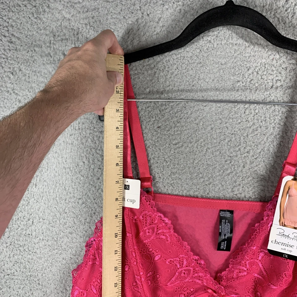 Vestido sin Mangas Rene Rofe Cami Lencería Rosa Encaje Suave Copa Lazo 1X Nuevo con Etiquetas Sexy En Niveles Foto 4 de 4