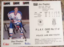 1984-85 NOVA SCOTIA OILERS #17 JIM PLAYFAIR SIGNED PLAYER CARD (A)