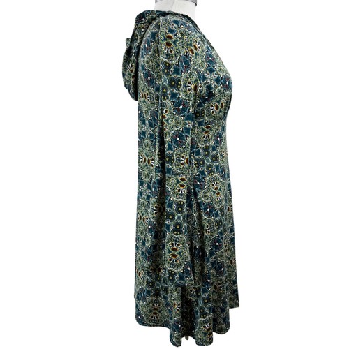 Hooded Paisley Bell Sleeve Dress Size Medium - Picture 3 of 9