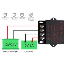 DC-DC 12V/24V to 5V 3A 15W Step Down Regulator Converter Module