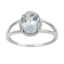 1.60 Ctw Oval Blue Topaz 925 Sterling Silver Solitaire Split Shank Women Ring