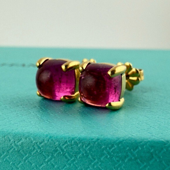 Paloma Sugar Stack Earrings RARE Tiffany Co Rubellite Sugar Stack