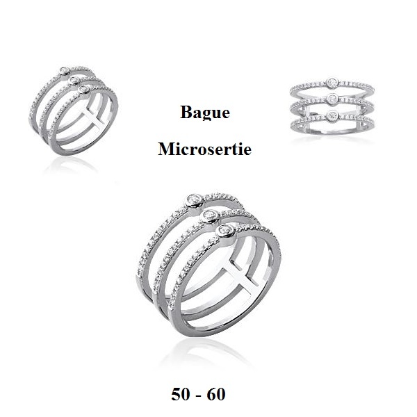 Bague En Argent Massif Rhodié T58 Pavée De Diamants Cz - Dolly-Bijoux