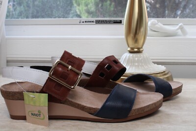 New - Naot - Leather Buckled Wedge Sandals - Dynasty - Multi - EU 42 11 - 11.5