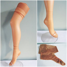 Vintage Nylon Stockings 1960s Brown Seamless Ladies Hosiery 60s 1d