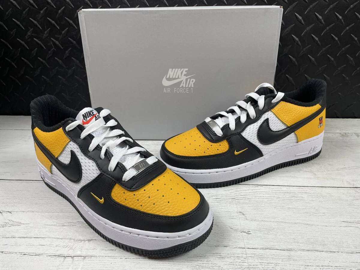 NEW NIKE AIR FORCE 1 LV8 (GS) 7Y/8.5 WMNS UNIVERSITY GOLD/BLACK-WHITE  DQ7779-700