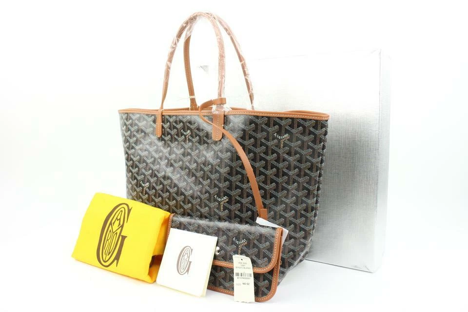 Goyard Black Chevron Print Coated Canvas St. Louis PM Bag