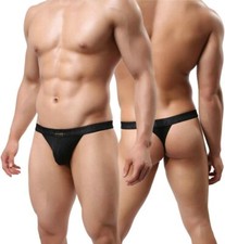 MuscleMate Premium Men's Thong G-String Underwear,Hot Medium, Black