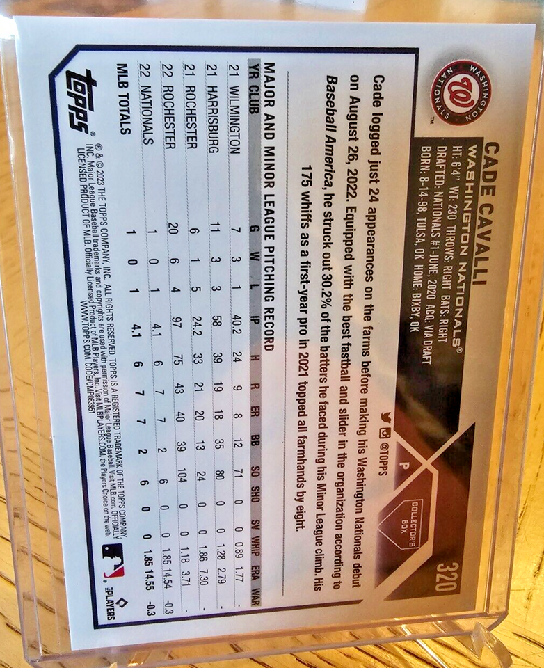 Cade Cavalli 2023 Topps Series 1 Super Collector’s Box Silver Foil RC ...