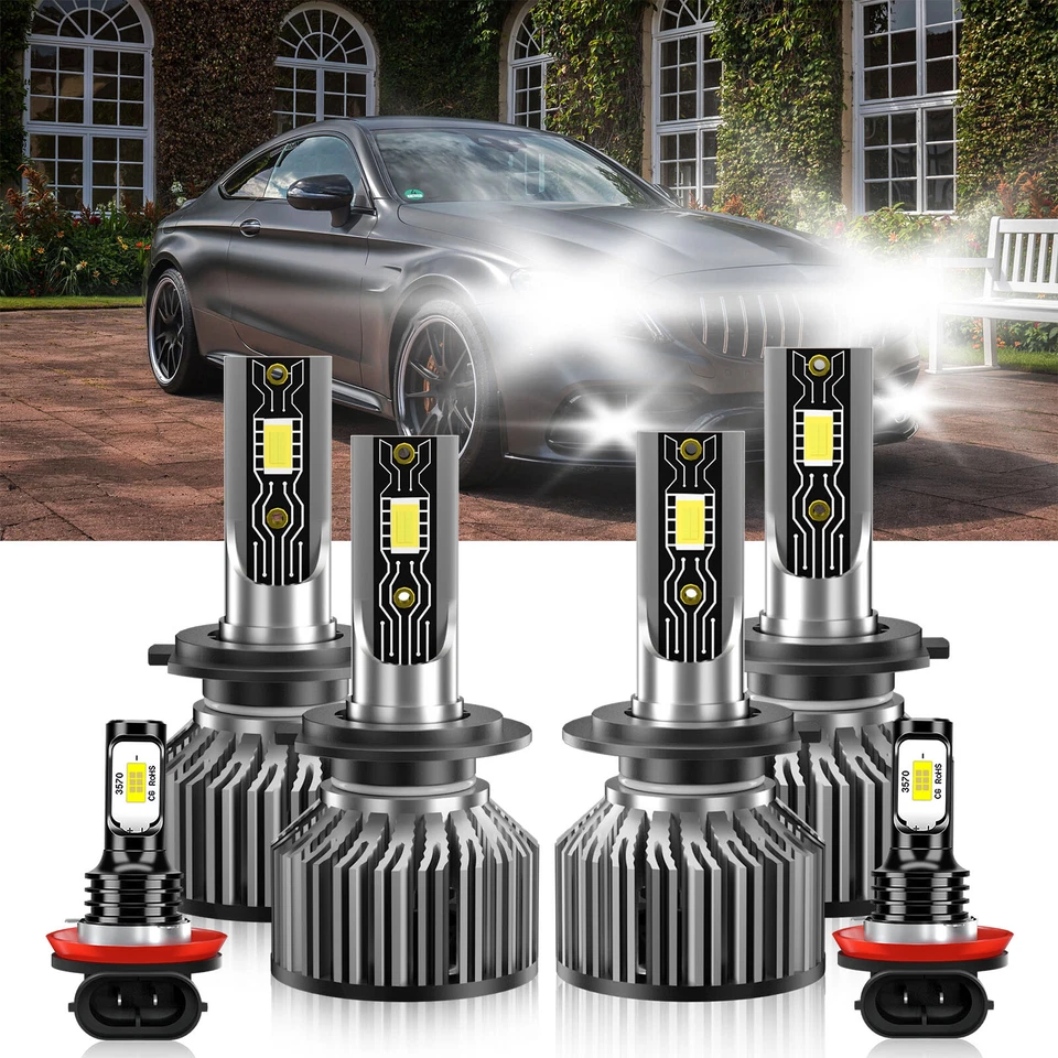 For Mercedes-Benz C63 AMG 2008 LED Headlight +Fog Light Bulb High/Low Beam Combo - Image 2 of 4