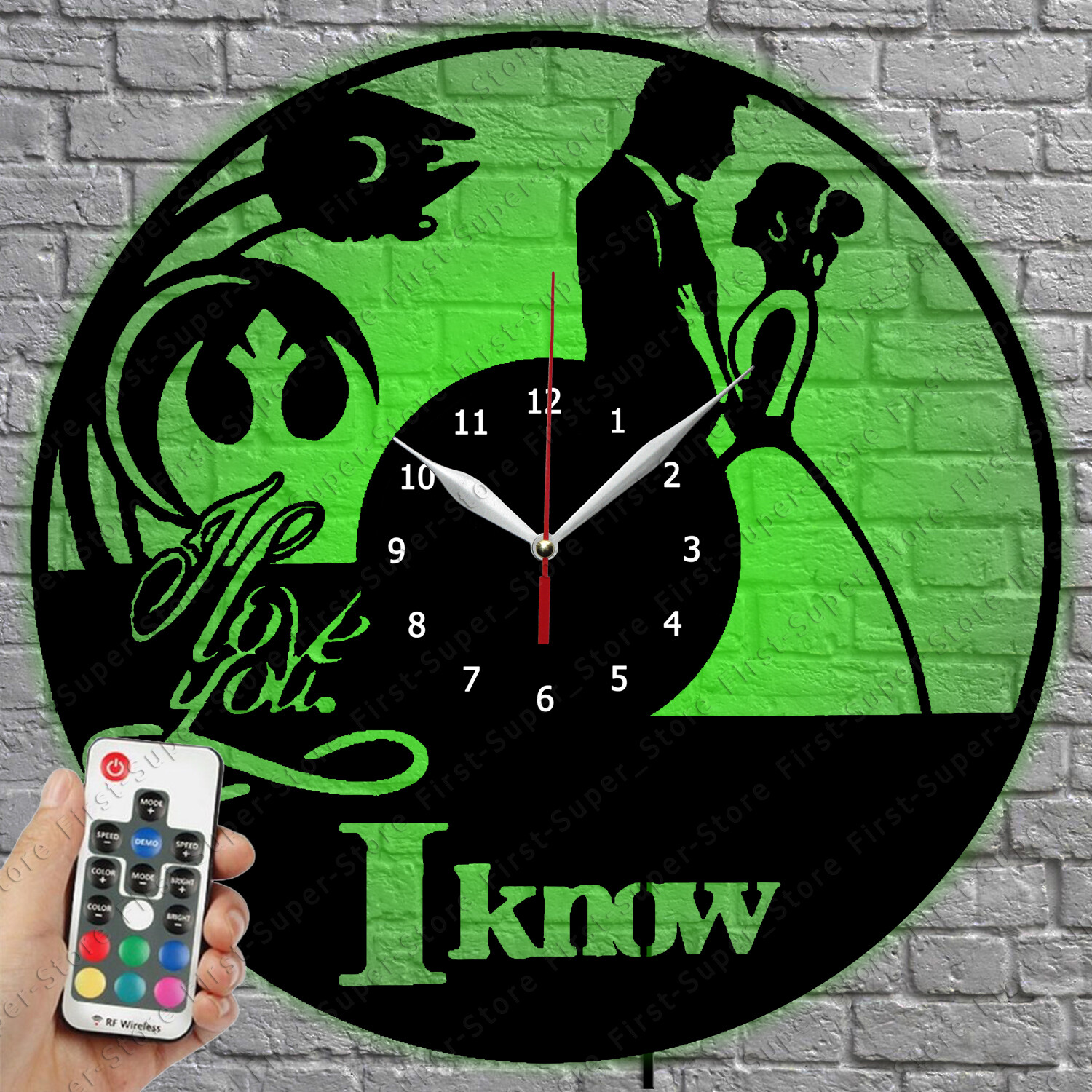 LED Vinyl Record Wall Clock with I Love You Message and LED Lights - 609