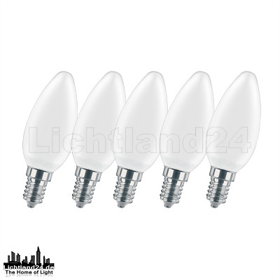 5er Pack E14 LED Filament Kerze matt C35 - 4W (= 40W) 2700K warmweiß Glühlampe