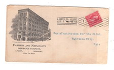 US   Farmers and Merchants   Insurance  ad cover  Lincoln, Nebraska 1897
