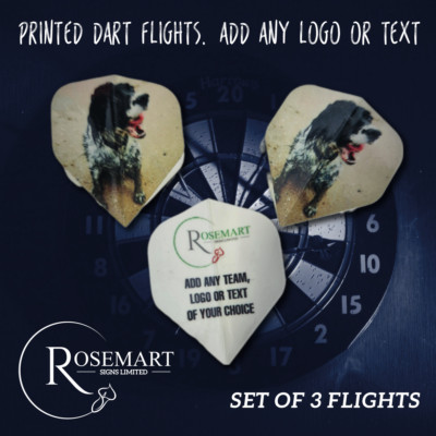 Personalisierte Pfeilspitze Dart Flüge 3er Set. Jedes Teamlogo, Foto oder Text