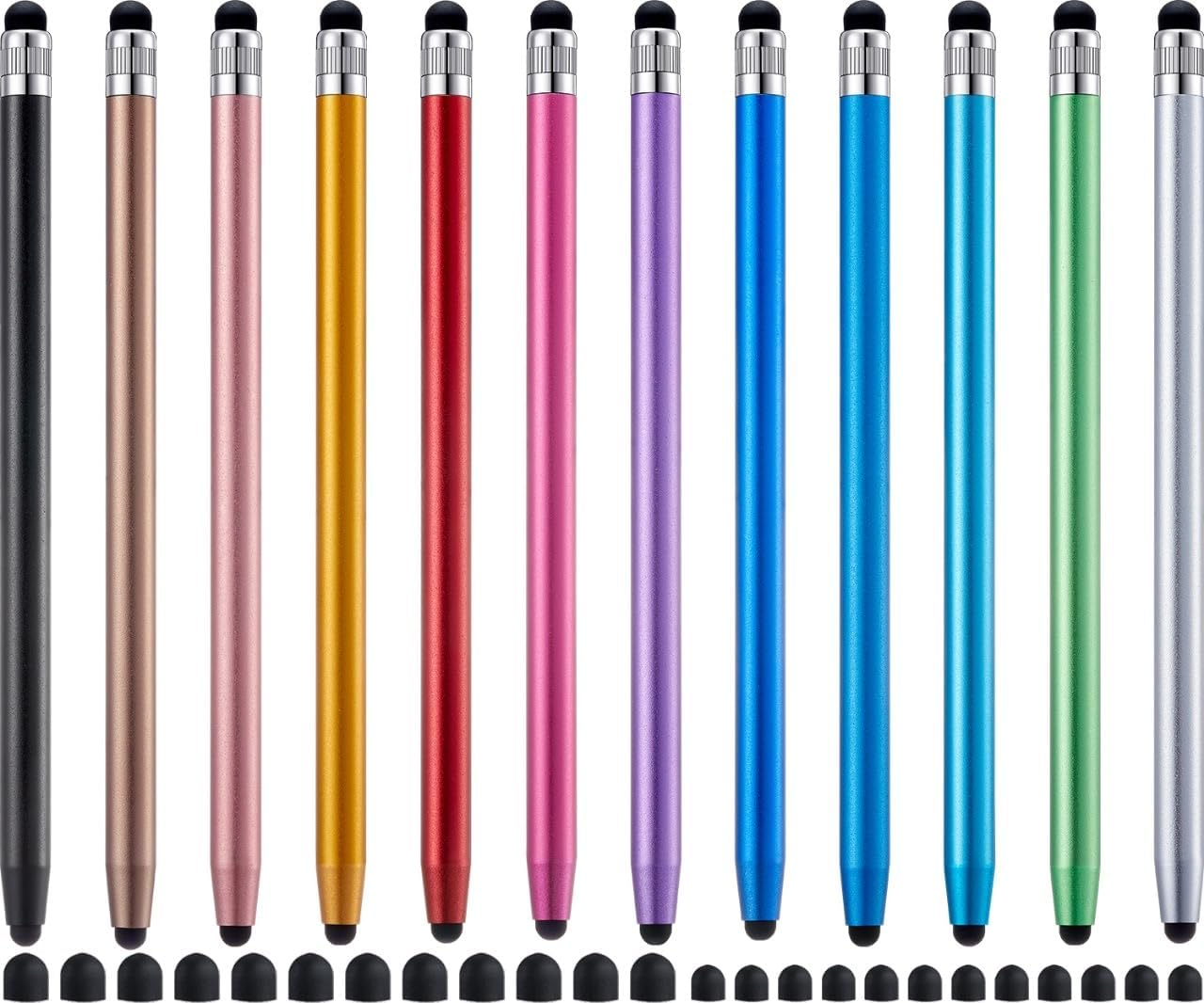 12Pcs 2-in-1 Touchscreen Stylus Pens - High Precision & Sensitivity