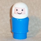 1980s Vintage Fisher Price Little People Motorcycle Driver Blue w White Helmet