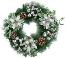 9ft Deluxe Snow Frosted Christmas Garland LED Snow Flocked Festivals Decoration